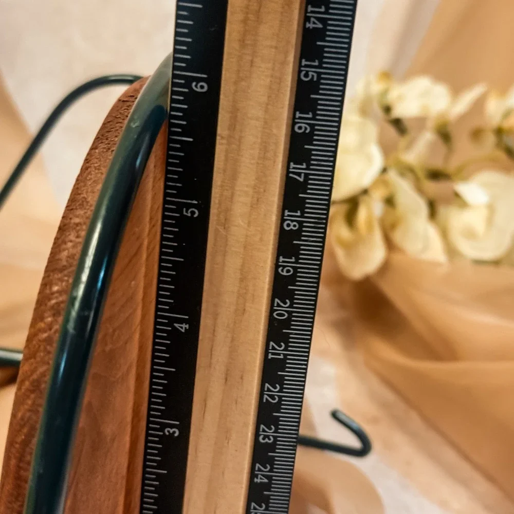 Green Metal Wall Hanging Shelf with Wooden Base